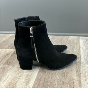 Michael Kors Black Suede Heeled Ankle Boots